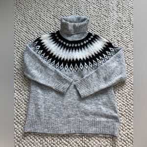 Elegant Gray Nordic Turtleneck Sweater